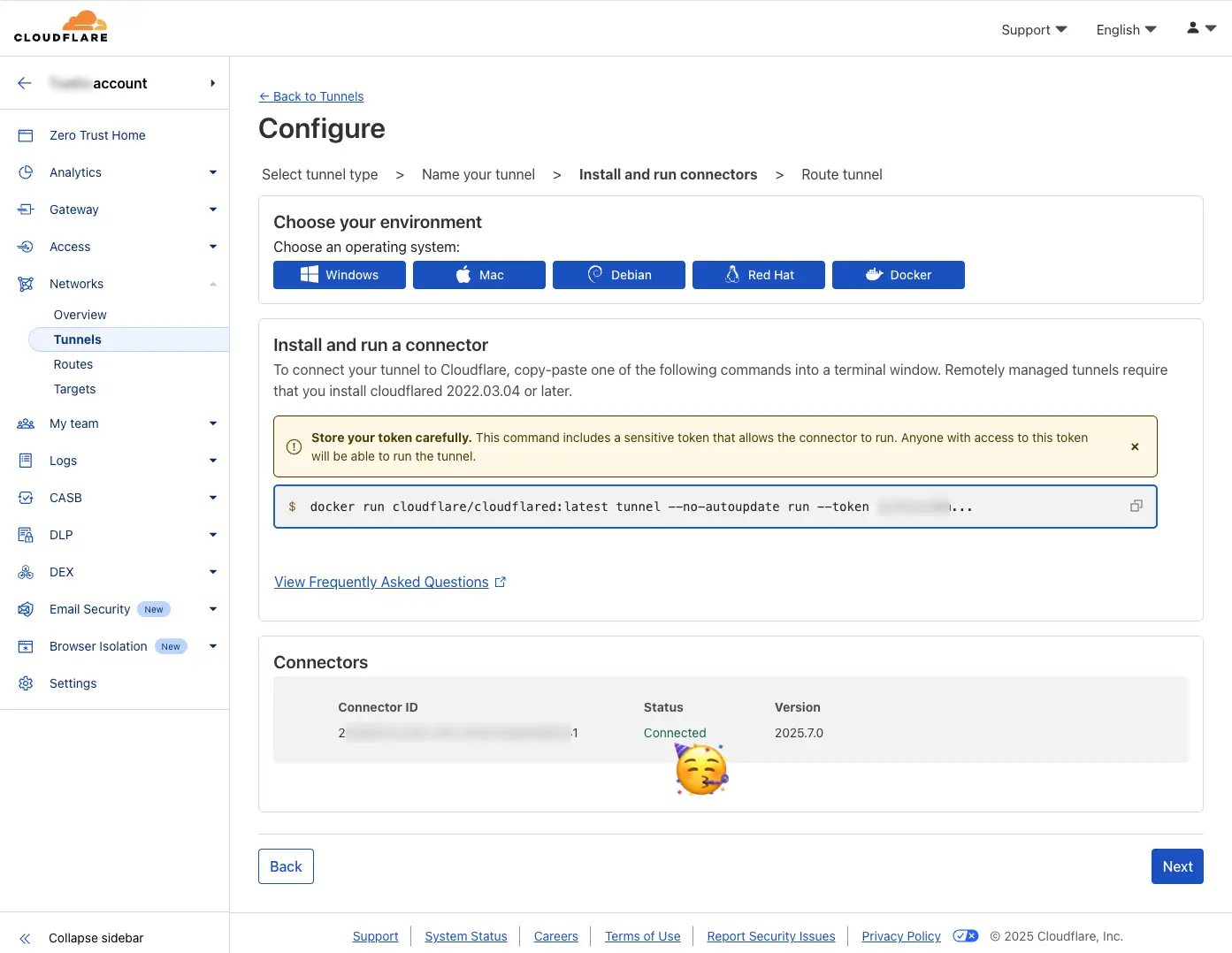 Verbundener Tunnel bei Cloudflare