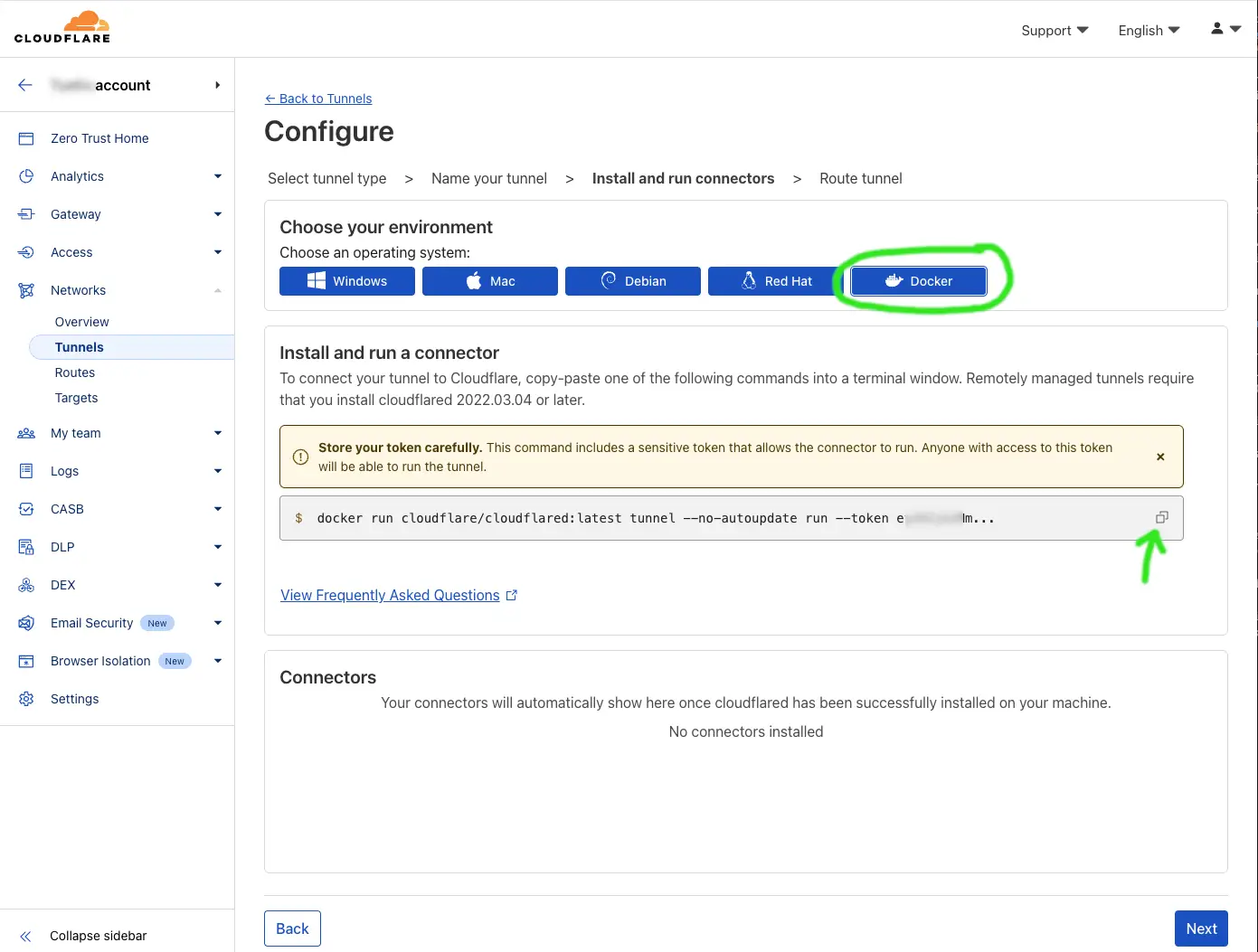 Unser Cloudflared soll im Docker laufen