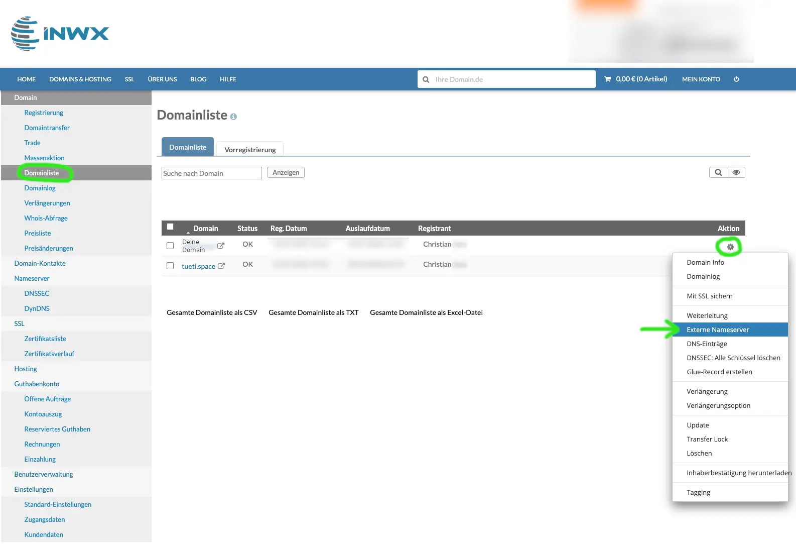 Der Workflow für externe Nameserver bei INWX